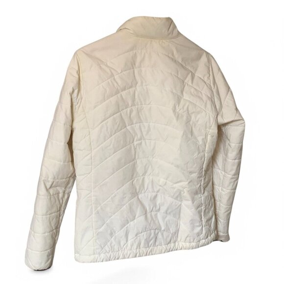 Lands End Women's Quilted White Brown Jacket M 10-12 Lightweight Nylon Zip Front - Picture 4 of 10
